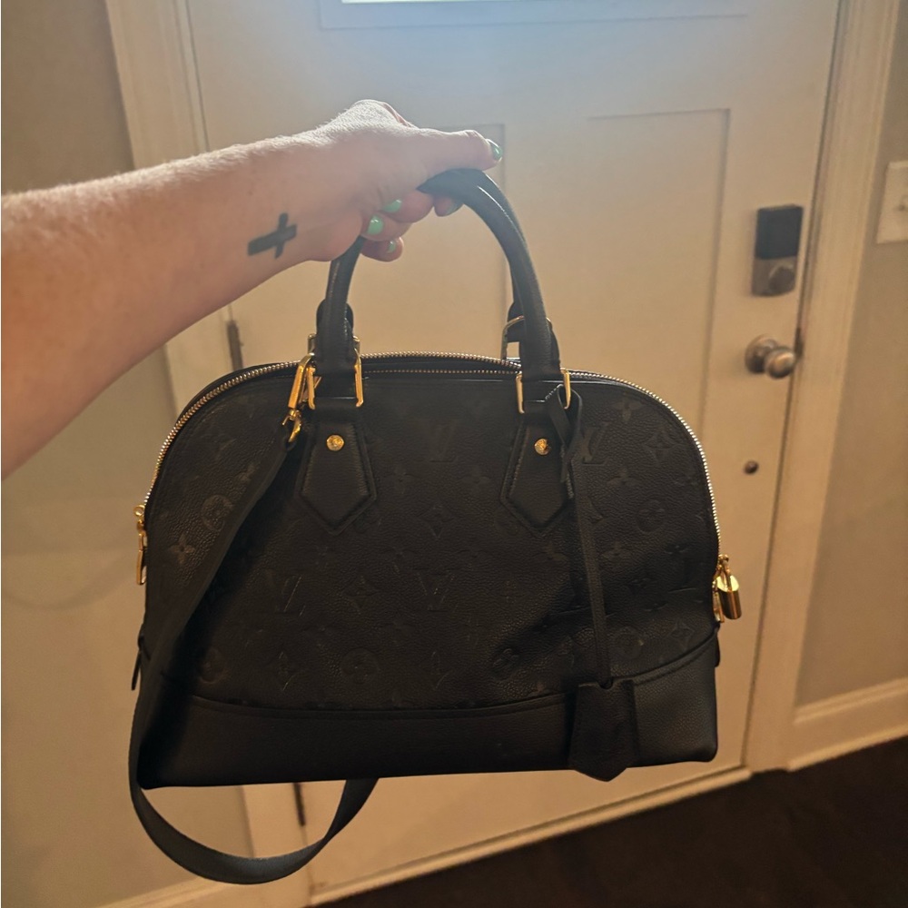 Louis Vuitton Black Satchel with Gold Hardware